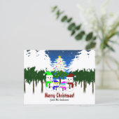 メリークリスマス!雪だるまファミリはがき ポストカード (スタンド正面)