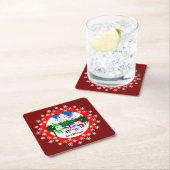 メリークリスマス!雪だるまファミリー紙コースター スクエアペーパーコースター (インサイチュ)