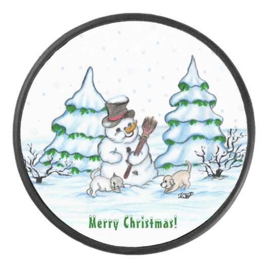 メリークリスマス！雪だるま アイスホッケーパック (正面)