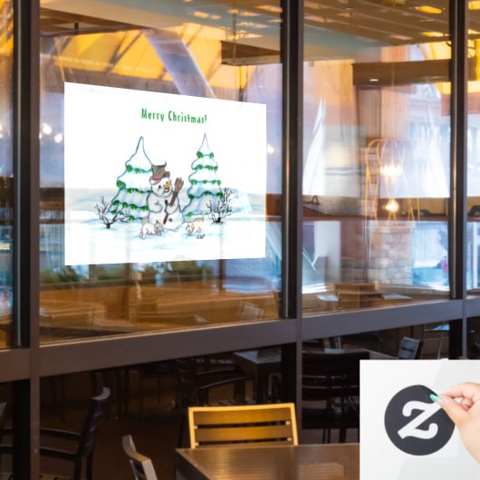 メリークリスマス！雪だるま ウィンドウサイン (レストラン窓)