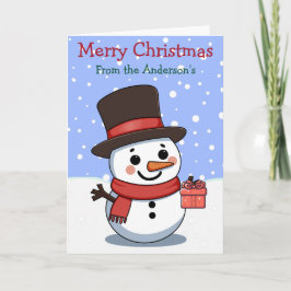メリークリスマス 雪だるま オーダーメイドの家族の名前 カード