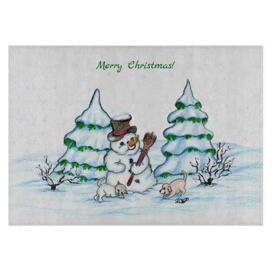 メリークリスマス！雪だるま カッティングボード (正面)