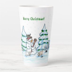 メリークリスマス!雪だるま カフェラテマグ