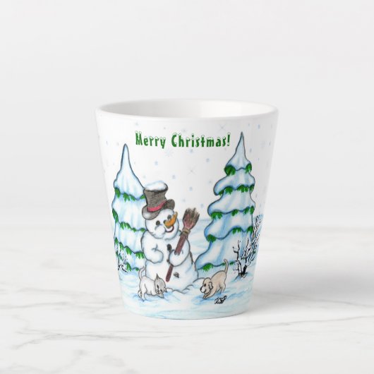メリークリスマス!雪だるま カフェラテマグ (正面)