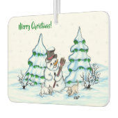 メリークリスマス！雪だるま カーエアーフレッシュナー (左)