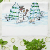 メリークリスマス!雪だるま キッチンタオル (折り畳み)