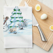 メリークリスマス!雪だるま キッチンタオル (四つ折り)