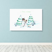 メリークリスマス！雪だるま キャンバスプリント (インサイチュ (ウッドフロア))