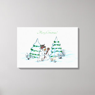 メリークリスマス!雪だるま キャンバスプリント