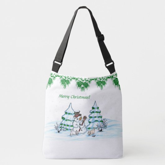 メリークリスマス!雪だるま クロスボディバッグ (正面)