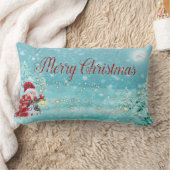 メリークリスマス、雪だるま、サンタ帽子 ランバークッション (ブランケット)