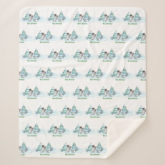 メリークリスマス！雪だるま シェルパブランケット (正面)