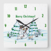 メリークリスマス！雪だるま スクエア壁時計 (正面)