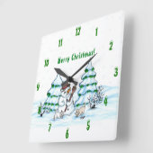 メリークリスマス！雪だるま スクエア壁時計 (傾斜)