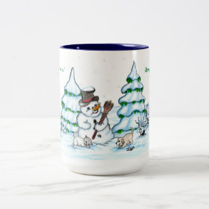 メリークリスマス!雪だるま ツートーンマグカップ