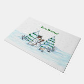 メリークリスマス！雪だるま ドアマット (アングル)