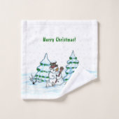 メリークリスマス！雪だるま バスタオルセット (ウォッシュタオル)
