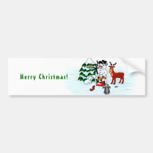 メリークリスマス!雪だるま バンパーステッカー