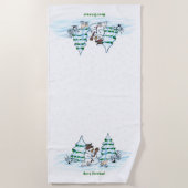 メリークリスマス！雪だるま ビーチタオル (正面)