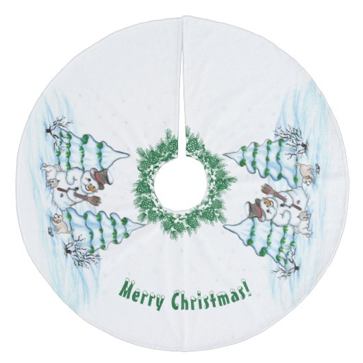 メリークリスマス！雪だるま フリース ツリースカート (正面)