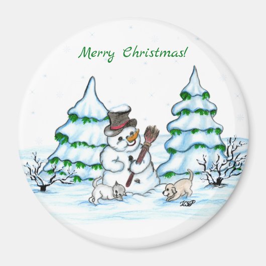メリークリスマス！雪だるま マグネット (正面)