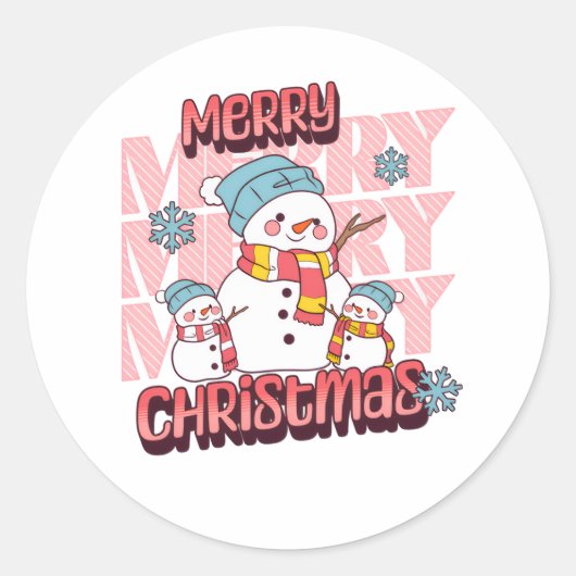 メリークリスマス・雪だるま ラウンドシール (正面)