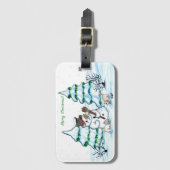 メリークリスマス！雪だるま ラゲッジタグ (正面縦)