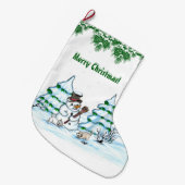 メリークリスマス！雪だるま ラージクリスマスストッキング (正面 (吊り時))