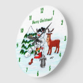 メリークリスマス!雪だるま ラージ壁時計 (傾斜)