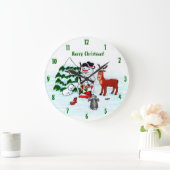 メリークリスマス!雪だるま ラージ壁時計 (ホーム)