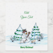 メリークリスマス！雪だるま ワインラベル (シングルラベル)