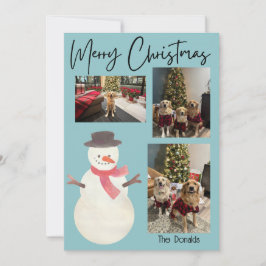 メリークリスマス 雪だるま 写真入りクリスマスカード シーズンカード