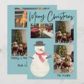 メリークリスマス 雪だるま 写真入りクリスマスカード シーズンカード (正面/裏面)