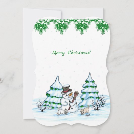 メリークリスマス！雪だるま 招待状 (正面)