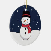 メリークリスマス 雪だるま 雪の夜 セラミックオーナメント (右)