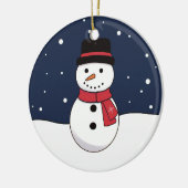 メリークリスマス 雪だるま 雪の夜 セラミックオーナメント (左)