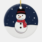 メリークリスマス 雪だるま 雪の夜 セラミックオーナメント (裏面)