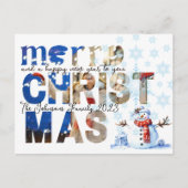 メリークリスマス 雪だるま 雪の結晶 冬 シーズンポストカード (正面)