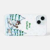 メリークリスマス！雪だるま iPhone 15ケース (裏面横)