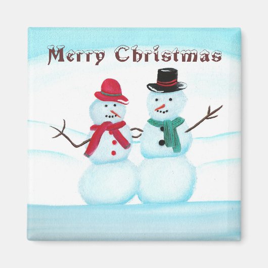 メリークリスマス、雪の人の磁石 マグネット (正面)