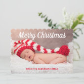 メリークリスマス 雪の結晶 クリスマス 写真入りカード (スタンド正面)