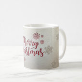 メリークリスマス、雪の結晶 コーヒーマグカップ (正面右)