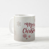 メリークリスマス、雪の結晶 コーヒーマグカップ (正面左)