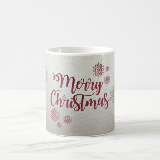 メリークリスマス、雪の結晶 コーヒーマグカップ (中央)