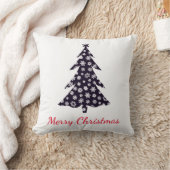 メリークリスマス、雪片のあるシルエットの木 クッション (ブランケット)