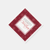 メリークリスマス |雪赤と白片パーティー スタンダードカクテルナプキン (角)