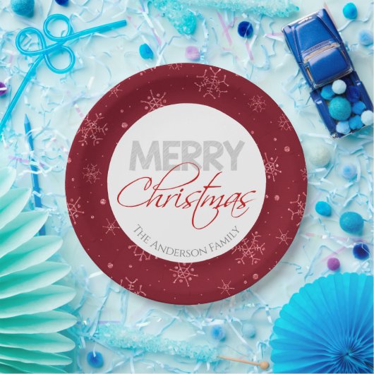 メリークリスマス |雪赤と白片 ペーパープレート (パーティー)