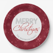 メリークリスマス |雪赤と白片 ペーパープレート (正面)