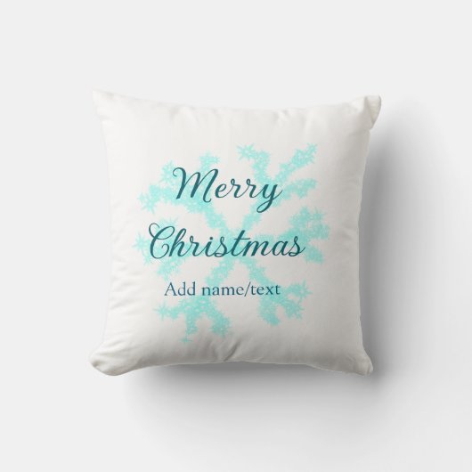メリークリスマス 青い雪の結晶の輝き クッション (正面)