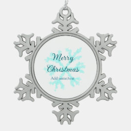 メリークリスマス 青い雪の結晶 ギラギラ輝く スノーフレークピューターオーナメント